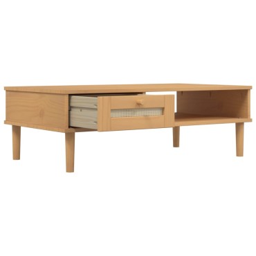 vidaXL Τραπεζάκι Σαλονιού SENJA Καφέ / Ρατάν 100x55x33cm Μασίφ Ξύλο 1 τεμ.