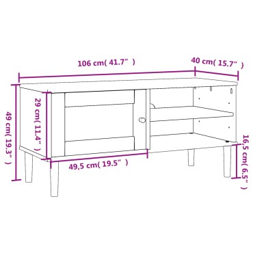 vidaXL Έπιπλο Τηλεόρασης SENJA Καφέ / Ρατάν 106x40x49cm Μασίφ Πεύκο