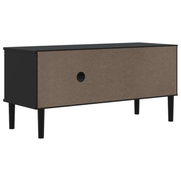 vidaXL Έπιπλο Τηλεόρασης SENJA Μαύρο / Ρατάν 106x40x49cm Μασίφ Πεύκο