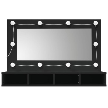 vidaXL Έπιπλο Καθρέφτη με LED Μαύρο 90x31,5x62cm 1 τεμ.