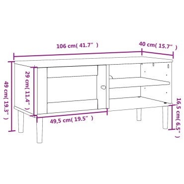 vidaXL Έπιπλο Τηλεόρασης SENJA Λευκό / Ρατάν 106x40x49cm Μασίφ Πεύκο