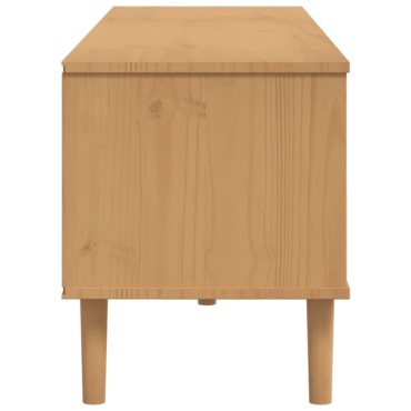 vidaXL Έπιπλο Τηλεόρασης SENJA Καφέ / Ρατάν 158x40x49cm Μασίφ Πεύκο