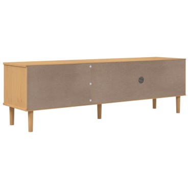 vidaXL Έπιπλο Τηλεόρασης SENJA Καφέ / Ρατάν 158x40x49cm Μασίφ Πεύκο