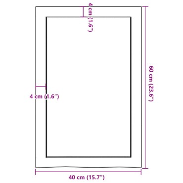 vidaXL Πάγκος Μπάνιου 40 x 60 x (2-6) εκ. από Ακατέργαστο Μασίφ Ξύλο