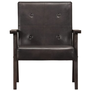 vidaXL Πολυθρόνα Γκρι από Γνήσιο Δέρμα 61x70x74cm 1 τεμ.