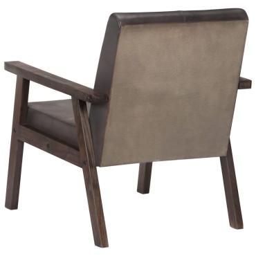 vidaXL Πολυθρόνα Γκρι από Γνήσιο Δέρμα 61x70x74cm 1 τεμ.