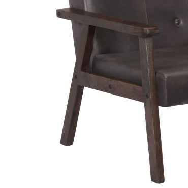 vidaXL Πολυθρόνα Γκρι από Γνήσιο Δέρμα 61x70x74cm 1 τεμ.