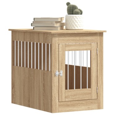 vidaXL Κλουβί Σκύλου Sonoma Δρυς 55 x 80 x 68 εκ. από Επεξεργ. Ξύλο