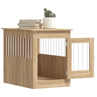 vidaXL Κλουβί Σκύλου Sonoma Δρυς 55 x 80 x 68 εκ. από Επεξεργ. Ξύλο