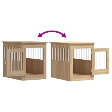 vidaXL Κλουβί Σκύλου Sonoma Δρυς 55 x 80 x 68 εκ. από Επεξεργ. Ξύλο