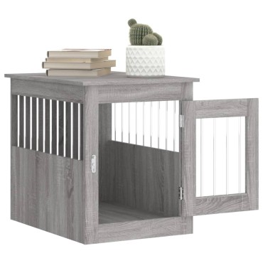 vidaXL Κλουβί Σκύλου Γκρι Sonoma 55x75x65 εκ. από Επεξεργ. Ξύλο