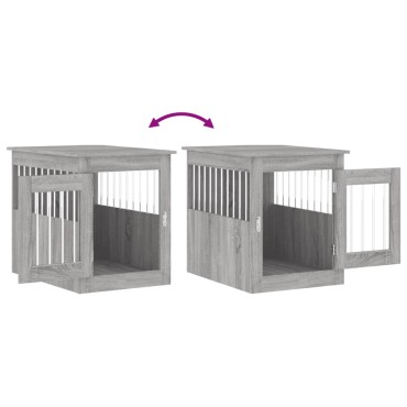 vidaXL Κλουβί Σκύλου Γκρι Sonoma 55x75x65 εκ. από Επεξεργ. Ξύλο