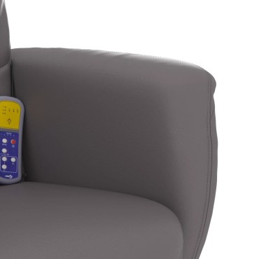 vidaXL Πολυθρόνα Μασάζ Ανακλινόμενη με Υποπόδιο Γκρι Συνθετικό Δέρμα 71x79x105,5cm 1 τεμ.