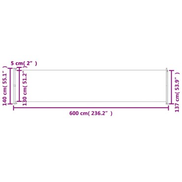vidaXL Σκίαστρο Πλαϊνό Συρόμενο Βεράντας Μπλε 140 x 600 εκ.