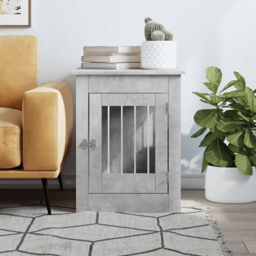 vidaXL Κλουβί Σκύλου Γκρι Σκυροδεμ. 55x80x68 εκ. από Επεξεργ. Ξύλο
