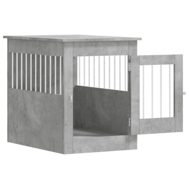 vidaXL Κλουβί Σκύλου Γκρι Σκυροδεμ. 55x80x68 εκ. από Επεξεργ. Ξύλο