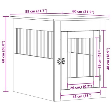 vidaXL Κλουβί Σκύλου Μαύρο 55x80x68 εκ. από Επεξεργασμένο Ξύλο