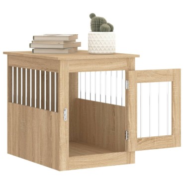 vidaXL Κλουβί Σκύλου Sonoma Δρυς 55 x 75 x 65 εκ. από Επεξεργ. Ξύλο