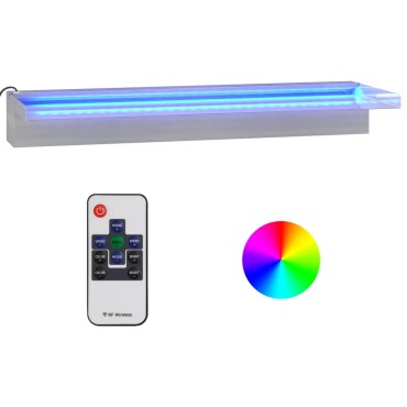vidaXL Σιντριβάνι Καταρράκτης Πισίνας με RGB LED 60 εκ Ανοξειδ. Ατσάλι