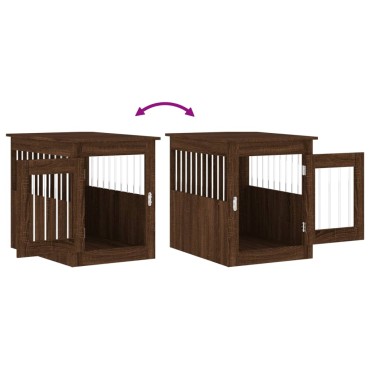 vidaXL Κλουβί Σκύλου Καφέ Δρυς 55 x 75 x 65 εκ. από Επεξεργ. Ξύλο