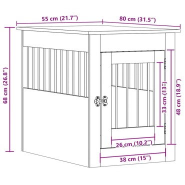 vidaXL Κλουβί Σκύλου Καφέ Δρυς 55x80x68 εκ. από Επεξεργ. Ξύλο