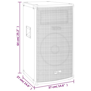 vidaXL Ηχείο Επαγγελματικό Παθητικό Hifi Μαύρο 1000 W 37 x 37 x 64 εκ.