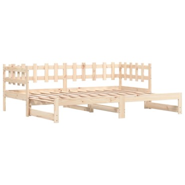 vidaXL Καναπές Κρεβάτι Συρόμενος 2x(90x200) εκ. από Μασίφ Ξύλο Πεύκου