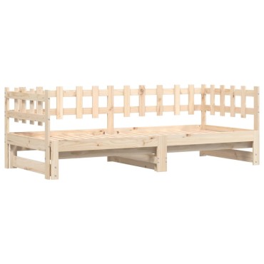 vidaXL Καναπές Κρεβάτι Συρόμενος 2x(90x200) εκ. από Μασίφ Ξύλο Πεύκου