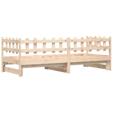 vidaXL Καναπές Κρεβάτι Συρόμενος 2x(90x200) εκ. από Μασίφ Ξύλο Πεύκου