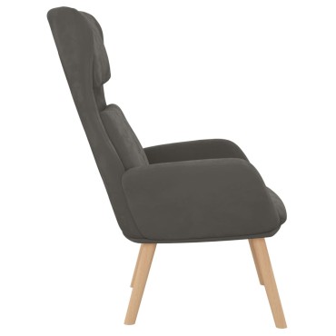 vidaXL Πολυθρόνα Relax Σκούρο Γκρι Βελούδινη 70x77x98cm 1 τεμ.