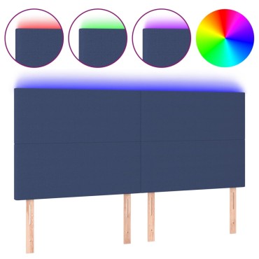 vidaXL Κεφαλάρι Κρεβατιού LED Μπλε 180x5x118/128cm Υφασμάτινο 1 τεμ.