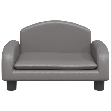 vidaXL Καναπές Παιδικός Γκρι 50x40x30cm από Συνθετικό Δέρμα 1 τεμ.