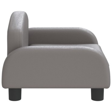 vidaXL Καναπές Παιδικός Γκρι 50x40x30cm από Συνθετικό Δέρμα 1 τεμ.