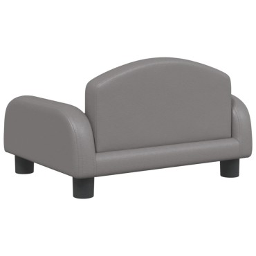 vidaXL Καναπές Παιδικός Γκρι 50x40x30cm από Συνθετικό Δέρμα 1 τεμ.