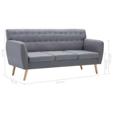 vidaXL Καναπές Τριθέσιος Αν. Γκρι 172x70x82cm Υφασμάτινη Ταπετσαρία 1 τεμ.