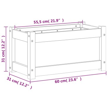 vidaXL Ζαρντινιέρα 60 x 31 x 31 εκ. από Μασίφ Ξύλο Πεύκου