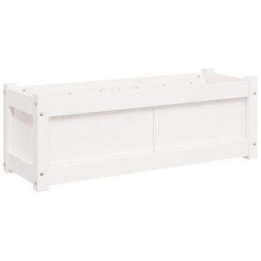 vidaXL Ζαρντινιέρα Λευκή 90 x 31 x 31 εκ. από Μασίφ Ξύλο Πεύκου