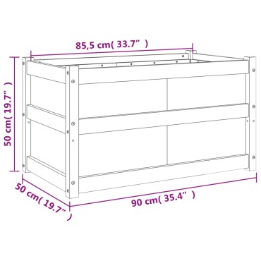 vidaXL Ζαρντινιέρα 90 x 50 x 50 εκ. από Μασίφ Ξύλο Πεύκου
