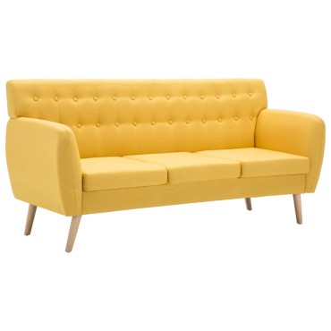vidaXL Καναπές Τριθέσιος Κίτρινος 172x70x82cm Υφασμάτινη Ταπετσαρία 1 τεμ.