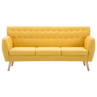 vidaXL Καναπές Τριθέσιος Κίτρινος 172x70x82cm Υφασμάτινη Ταπετσαρία 1 τεμ.