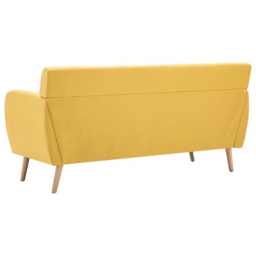 vidaXL Καναπές Τριθέσιος Κίτρινος 172x70x82cm Υφασμάτινη Ταπετσαρία 1 τεμ.