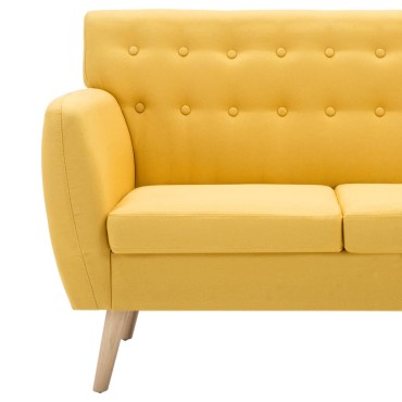vidaXL Καναπές Τριθέσιος Κίτρινος 172x70x82cm Υφασμάτινη Ταπετσαρία 1 τεμ.