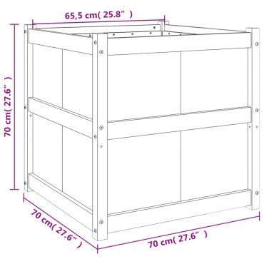 vidaXL Ζαρντινιέρα Λευκή 70 x 70 x 70 εκ. από Μασίφ Ξύλο Πεύκου