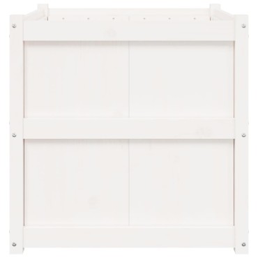 vidaXL Ζαρντινιέρα Λευκή 70 x 70 x 70 εκ. από Μασίφ Ξύλο Πεύκου