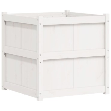 vidaXL Ζαρντινιέρα Λευκή 70 x 70 x 70 εκ. από Μασίφ Ξύλο Πεύκου