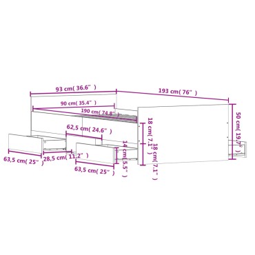 vidaXL Πλαίσιο Κρεβατιού με Κεφαλάρι/Ποδαρικό Sonoma Δρυς 90x190cm 1 τεμ. - Μονό