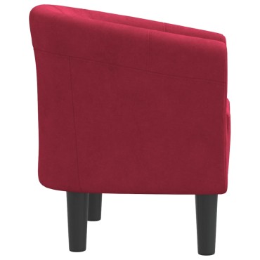 vidaXL Πολυθρόνα Μπάρελ Μπορντό Βελούδινη 46,5x45cm 1 τεμ.