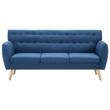 vidaXL Καναπές Τριθέσιος Μπλε 172x70x82cm Υφασμάτινη Ταπετσαρία 1 τεμ.