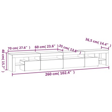 vidaXL Έπιπλο Τηλεόρασης με LED Μαύρο 260x36,5x40cm