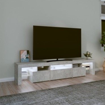 vidaXL Έπιπλο Τηλεόρασης με LED Γκρι Σκυροδέματος 200x36,5x40cm